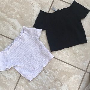 Black and white cropped tops